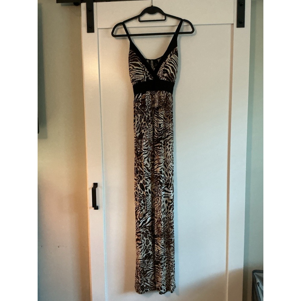 New Directions Sleeveless Maxi Dress Womens Size Medium Animal‎ Print Mob Wife